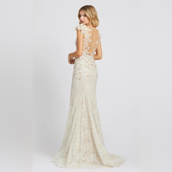 Mac Duggal 79268 NWT High Neck Shoulder Flower Detail Mermaid Gown - Picture 3 of 14